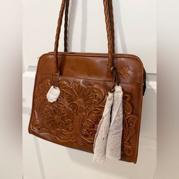Patricia‎ Nash Vintage- Inspired Paris Large Satchel Bag Burnished Tooled, $299 - Picture 5 of 12